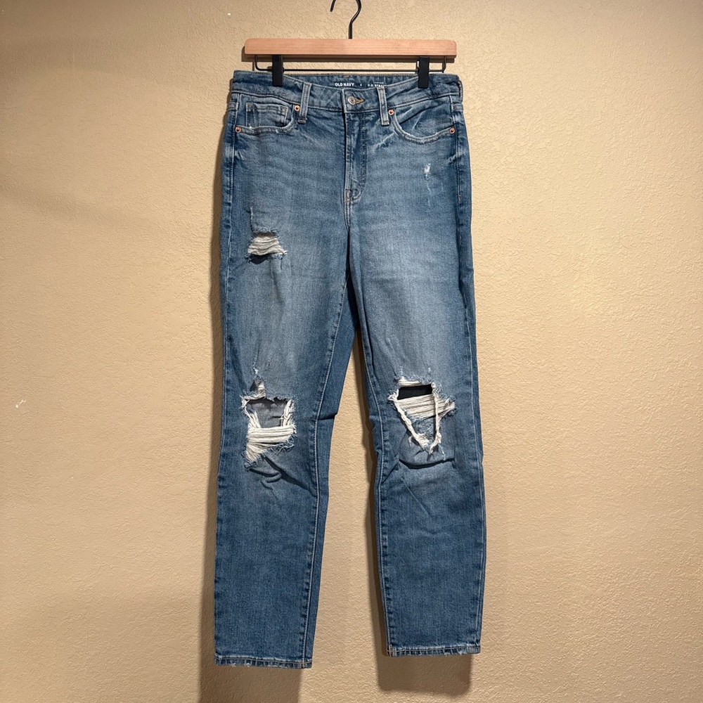 NWOT Old Navy High-Rise OG Straight Distressed Ankle Jeans